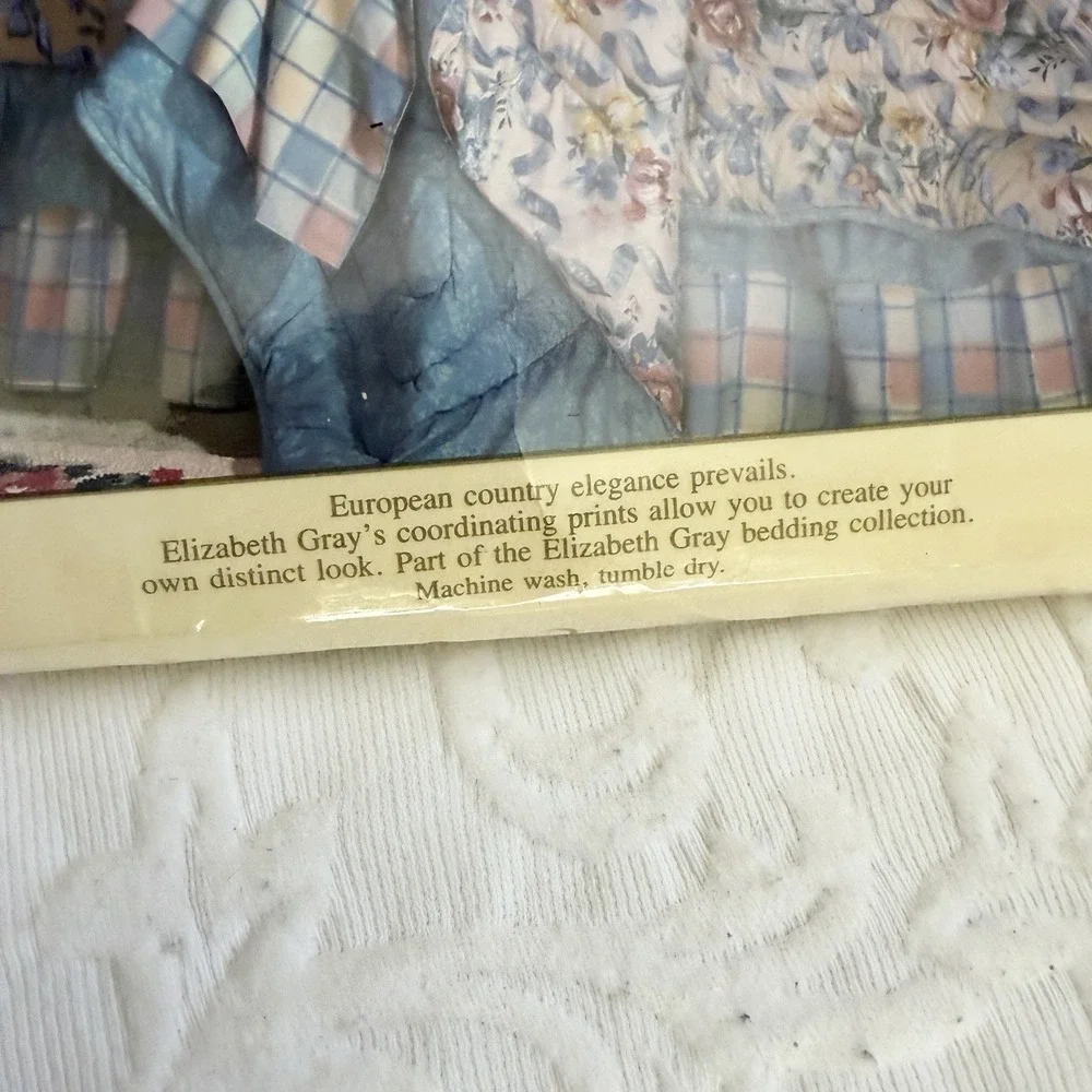 VTG Elizabeth Gray Salzburg Floral Full Flat Sheet Cottagecore Made USA 90s New